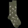 Homme Doré Doré Chaussettes^Chaussettes en coton égyptien pour hommes avec motif de loup - Vert mélèze