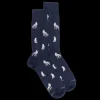 Homme Doré Doré Chaussettes^Chaussettes en coton égyptien pour hommes avec motif de loup - Bleu Matelot