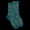 Femme Doré Doré Chaussettes^Chaussettes en coton égyptien pour femmes avec motifs de bouquets de fleurs - Vert Saule