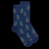 Femme Doré Doré Chaussettes^Chaussettes en coton égyptien pour femmes avec motifs de bouquets de fleurs - Bleu Voilier