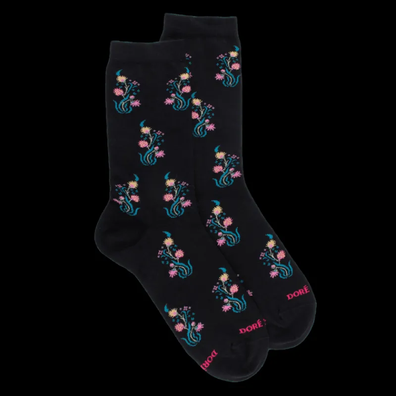 chaussettes_en_coton_gypt_0-4.webp Femme Doré Doré Chaussettes^Chaussettes en coton égyptien pour femmes avec motifs de bouquets de fleurs -
