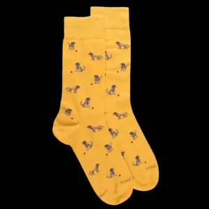 Homme Doré Doré Chaussettes^Chaussettes en coton égyptien pour hommes avec motifs de chiens - Jaune Moutarde