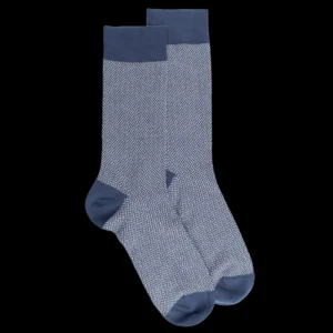 Homme Doré Doré Chaussettes^Chaussettes en coton égyptien pour hommes avec motifs entrelacés - Bleu Port