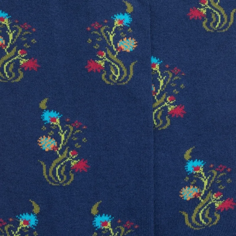 chaussettes_en_coton_gypt_1-3.webp Femme Doré Doré Chaussettes^Chaussettes en coton égyptien pour femmes avec motifs de bouquets de fleurs - Bleu Voilier