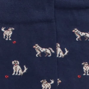Homme Doré Doré Chaussettes^Chaussettes en coton égyptien pour hommes avec motifs de chiens - Bleu Matelot