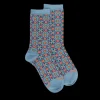 Femme Doré Doré Chaussettes^Chaussettes en coton pour femmes avec motifs de carreaux mexicains - Gris connemara
