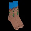 Homme Doré Doré Chaussettes^Chaussettes en coton pour hommes avec motifs de paysages mexicains - Marron Caille