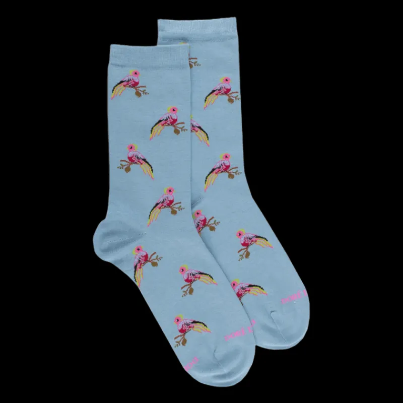 chaussettes_en_coton_pour_0-3.webp Femme Doré Doré Chaussettes^Chaussettes en coton pour femmes avec motifs d'oiseaux tropicaux - Gris connemara