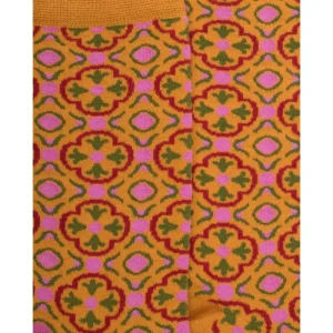 Femme Doré Doré Chaussettes^Chaussettes en coton pour femmes avec motifs de carreaux mexicains - Maïs