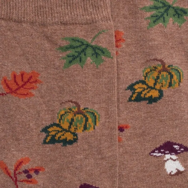 chaussettes_en_coton_pour_1-10.webp Homme Doré Doré Chaussettes^Chaussettes en coton pour hommes avec motifs de citrouille, de champignons et de feuilles - Marron Caille
