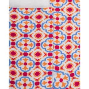 Femme Doré Doré Chaussettes^Chaussettes en coton pour femmes avec motifs de carreaux mexicains - Blanc Givre