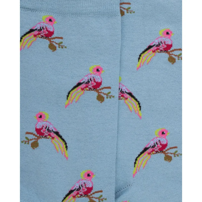 chaussettes_en_coton_pour_1-3.webp Femme Doré Doré Chaussettes^Chaussettes en coton pour femmes avec motifs d'oiseaux tropicaux - Gris connemara