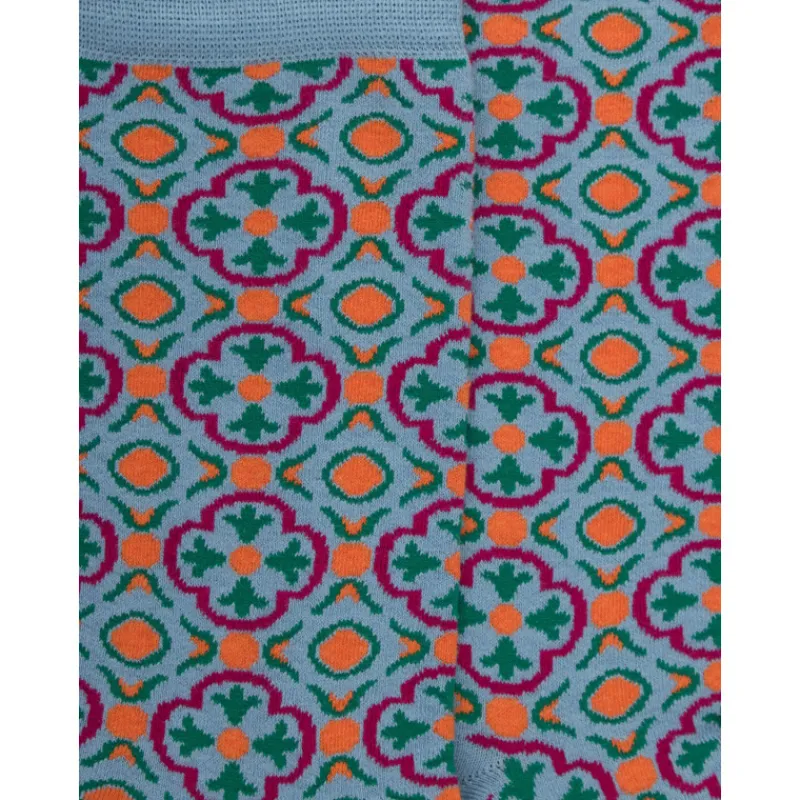 chaussettes_en_coton_pour_1.webp Femme Doré Doré Chaussettes^Chaussettes en coton pour femmes avec motifs de carreaux mexicains - Gris connemara
