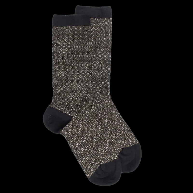 chaussettes_en_laine__mot_0-1.webp Femme Doré Doré Chaussettes^Chaussettes en laine à motifs pour femmes -