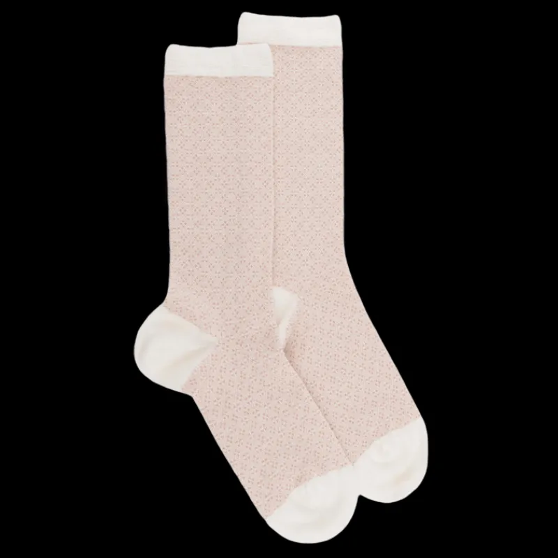 chaussettes_en_laine__mot_0-2.webp Femme Doré Doré Chaussettes^Chaussettes en laine à motifs pour femmes - Écru