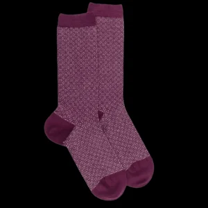 Femme Doré Doré Chaussettes^Chaussettes en laine à motifs pour femmes - Rouge sangria