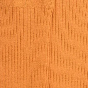 Femme Doré Doré Chaussettes^Chaussettes en laine unie côtelée pour femmes - Orange épices