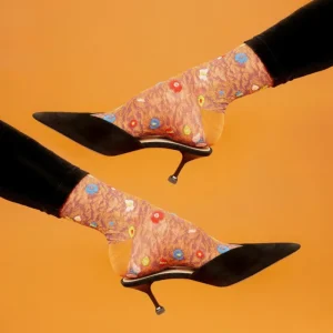 Femme Doré Doré Chaussettes^Chaussettes en viscose fleurs et papillon -