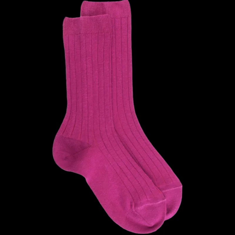 chaussettes_enfant_cteles_0-2.webp Enfant Doré Doré Chaussettes^Chaussettes enfant côtelées en coton doux - Fushia