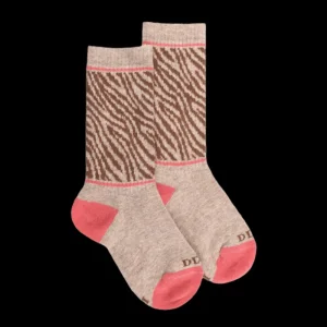Enfant Doré Doré Chaussettes^Chaussettes enfant en coton à motif zébré - Beige Sahara