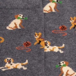 Enfant Doré Doré Chaussettes^Chaussettes enfant en coton à motif chiens et chats - Gris oxford