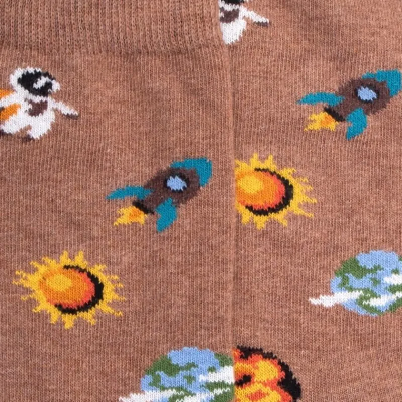 chaussettes_enfant_en_cot_1-3.webp Enfant Doré Doré Chaussettes^Chaussettes enfant en coton à motif univers - Marron Caille