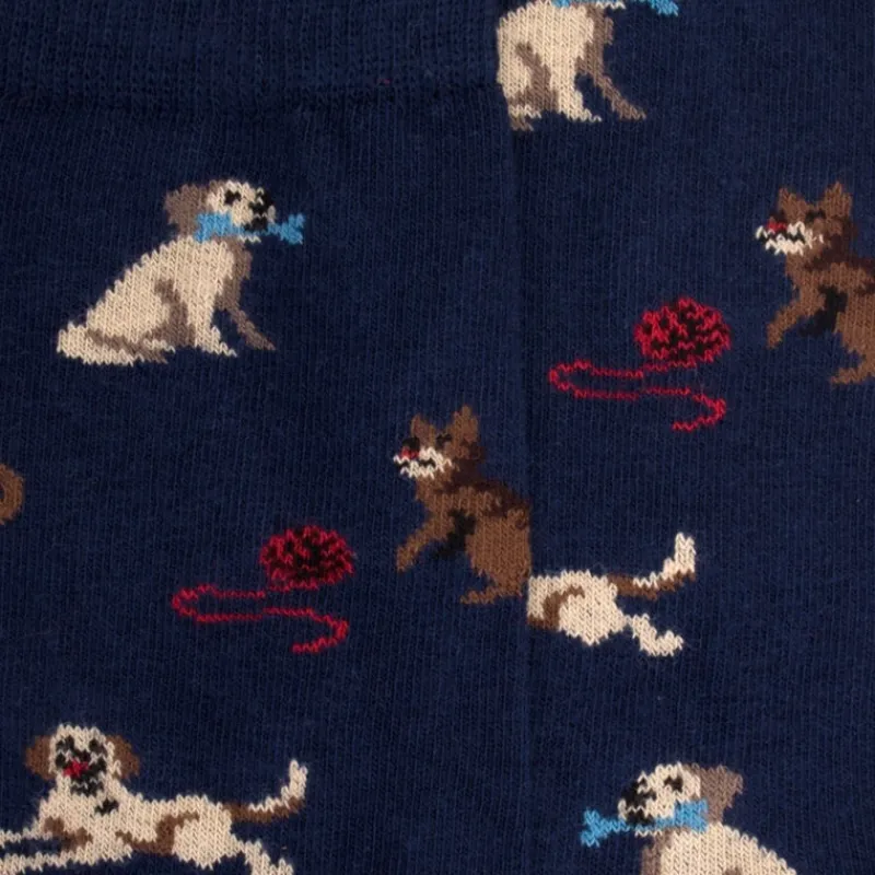 chaussettes_enfant_en_cot_1-9.webp Enfant Doré Doré Chaussettes^Chaussettes enfant en coton à motif chiens et chats - Bleu Voilier