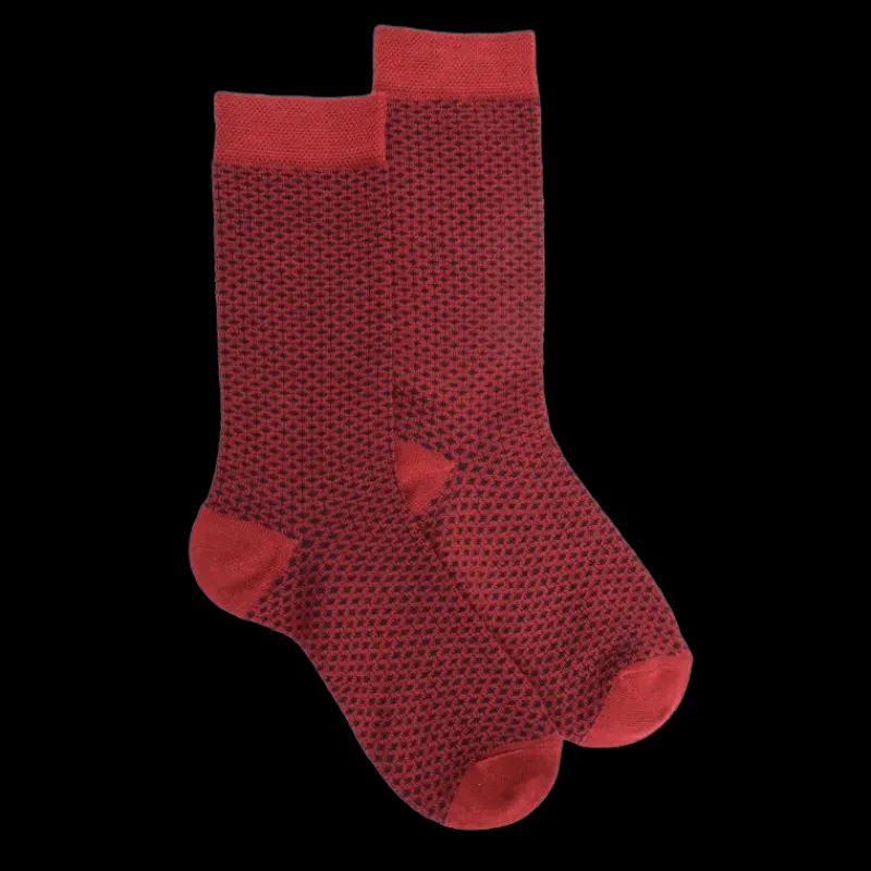 chaussettes_enfant_en_lai_0.webp Enfant Doré Doré Chaussettes^Chaussettes enfant en laine à motif micro treillis -