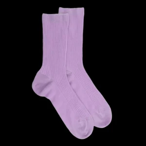 Femme Doré Doré Chaussettes^Chaussettes femme à côtes en fil d'Écosse - Violet Corolle
