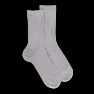 Femme Doré Doré Chaussettes^Chaussettes femme à côtes en fil d'Écosse - Gris Métal
