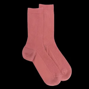 Femme Doré Doré Chaussettes^Chaussettes femme à côtes en fil d'Écosse - Rose Jouy