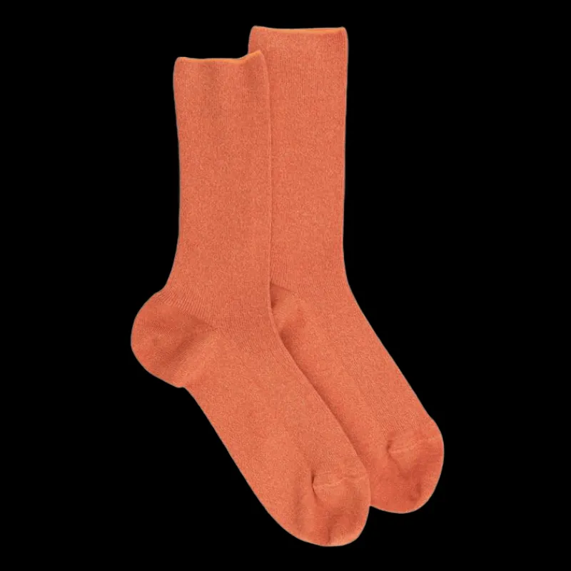 chaussettes_femme__ctes_s_0-2.webp Femme Doré Doré Chaussettes^Chaussettes femme à côtes sans bord élastique en coton -