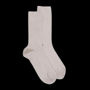 Femme Doré Doré Chaussettes^Chaussettes femme à côtes sans bord élastique en coton - Beige Lin