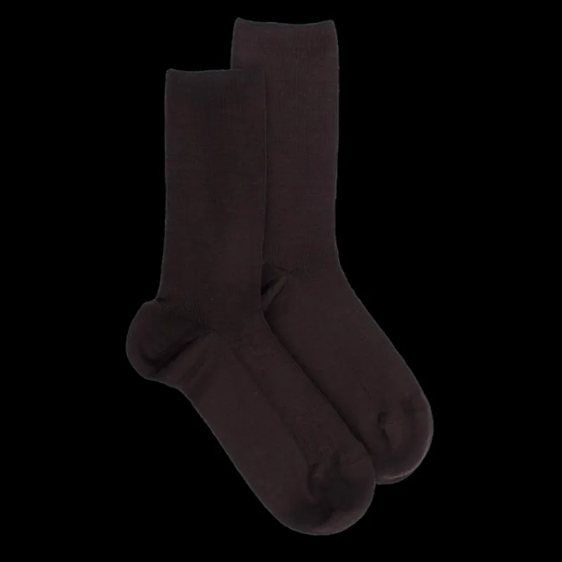 chaussettes_femme__ctes_s_0-7.webp Femme Doré Doré Chaussettes^Chaussettes femme à côtes sans bord élastique en laine - Marron Chocolat