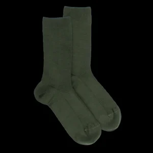 Femme Doré Doré Chaussettes^Chaussettes femme à côtes sans bord élastique en laine - Vert cyprès