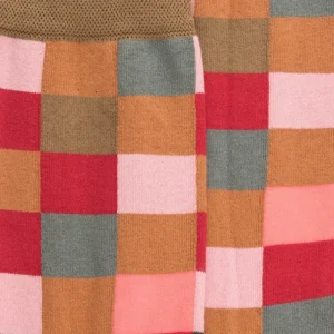 Femme Doré Doré Chaussettes^Chaussettes femme échiqiuer en coton égyptien - Camel & Beige baobab