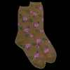 Femme Doré Doré Chaussettes^Chaussettes femme en coton à motif fleurs - Vert pistache