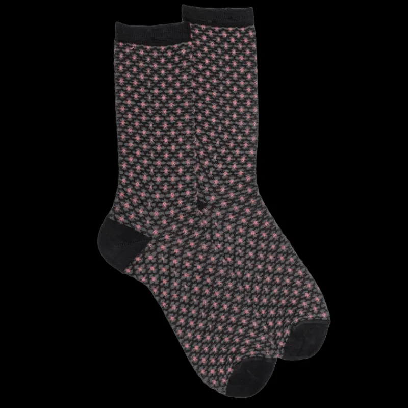 chaussettes_femme_en_coto_0-15.webp Femme Doré Doré Chaussettes^Chaussettes femme en coton à motif géométrique -