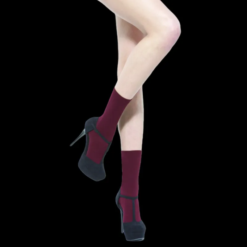 chaussettes_femme_en_coto_0-23.webp Femme Doré Doré Chaussettes^Chaussettes femme en coton ultra fin et polyamide - Aubergine