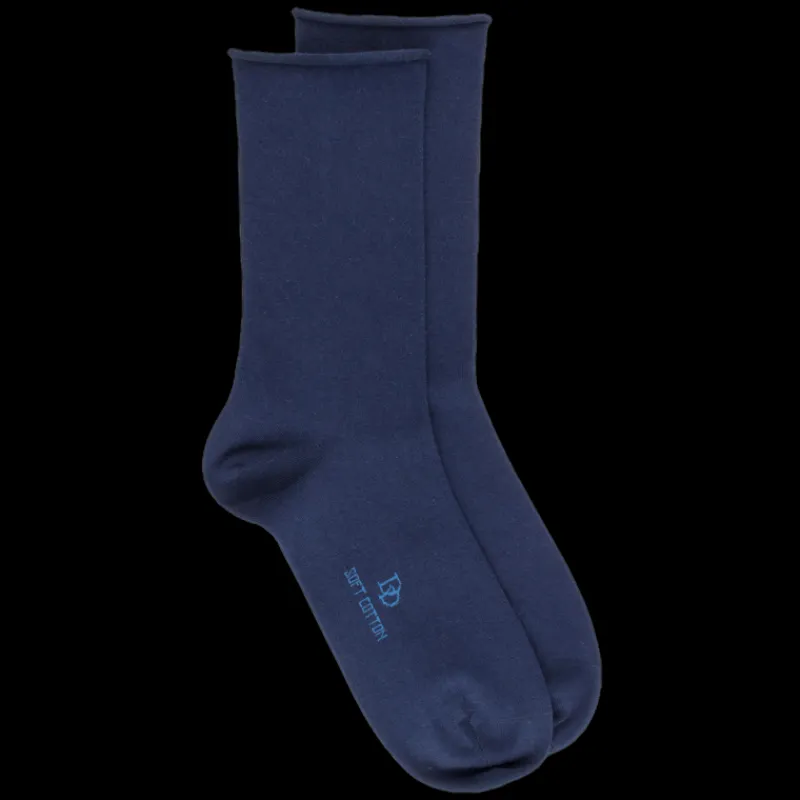 chaussettes_femme_en_coto_0-29.webp Femme Doré Doré Chaussettes^Chaussettes femme en coton doux avec bords roulés - Bleu marine