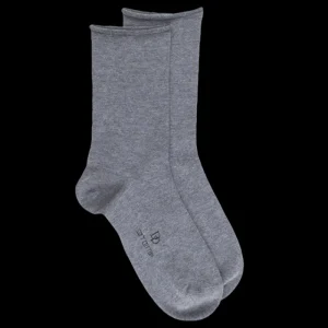 Femme Doré Doré Chaussettes^Chaussettes femme en coton doux avec bords roulés - Gris