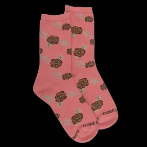 Femme Doré Doré Chaussettes^Chaussettes femme en coton à motif fleurs - Rose Jouy