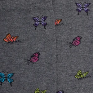 Femme Doré Doré Chaussettes^Chaussettes femme en coton à motif papillon - Gris oxford