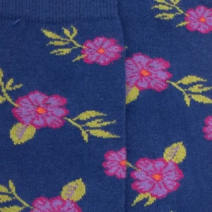 Femme Doré Doré Chaussettes^Chaussettes femme en coton à motif fleurs - Bleu Caban