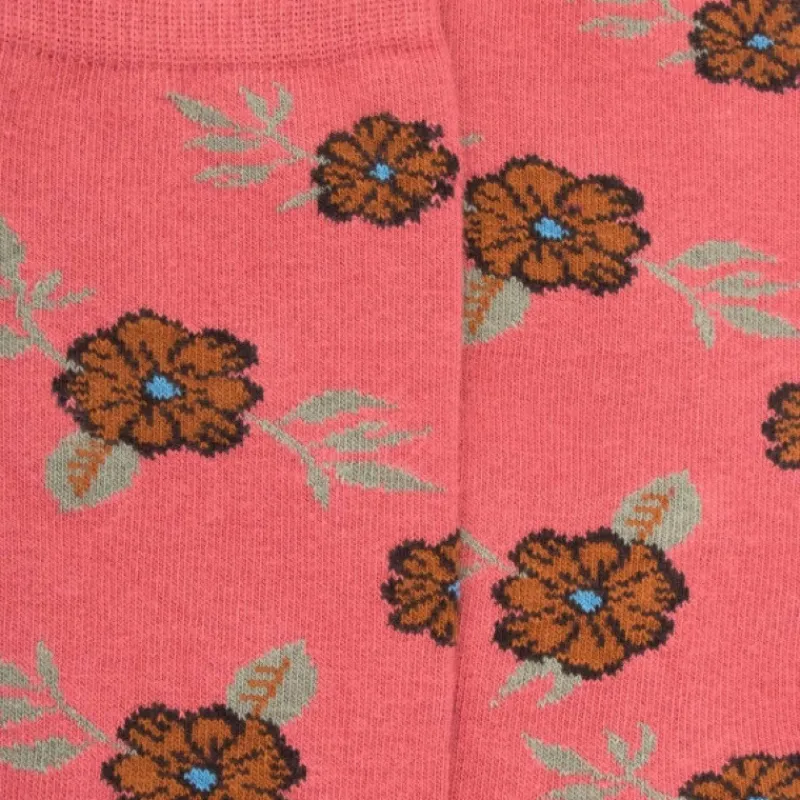 chaussettes_femme_en_coto_1-5.webp Femme Doré Doré Chaussettes^Chaussettes femme en coton à motif fleurs - Rose Jouy