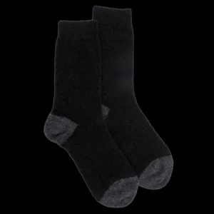 Femme Doré Doré Chaussettes^Chaussettes femme en laine polaire - Noir & gris anthracite