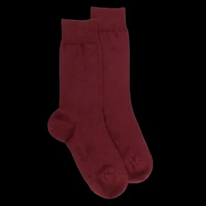 Femme Doré Doré Chaussettes^Chaussettes femme en laine et coton - Rouge pommard