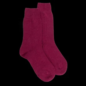 Femme Doré Doré Chaussettes^Chaussettes femme en laine et cachemire - Rouge sangria