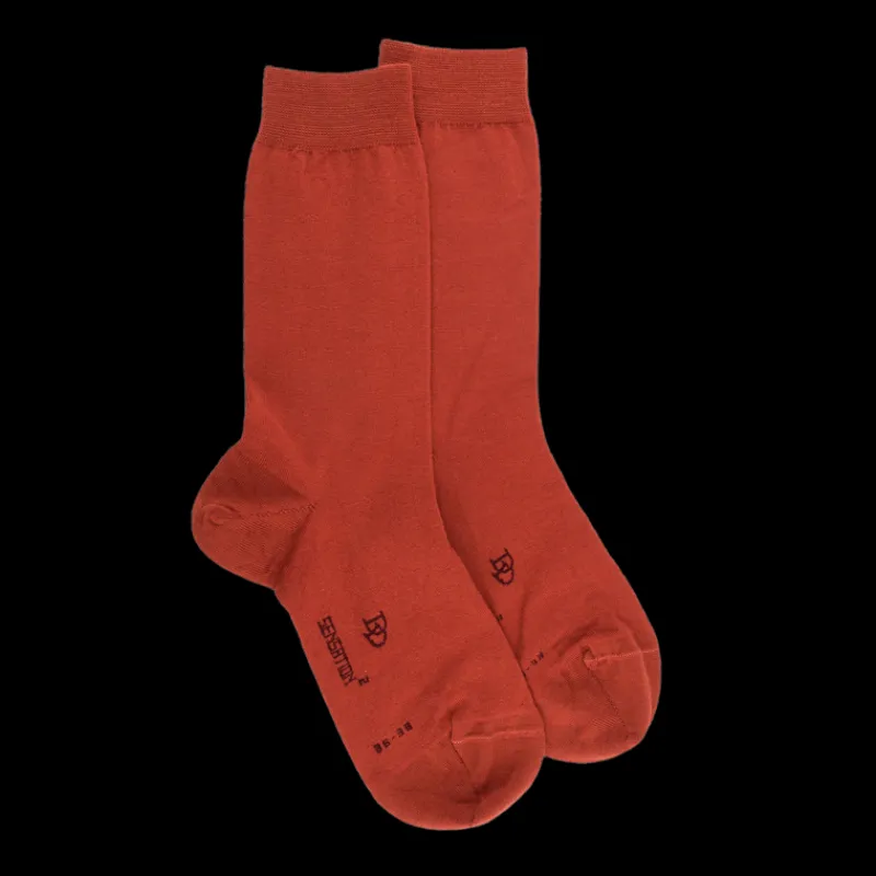 chaussettes_femme_en_lain_0-25.webp Femme Doré Doré Chaussettes^Chaussettes femme en laine et coton - Orange henné