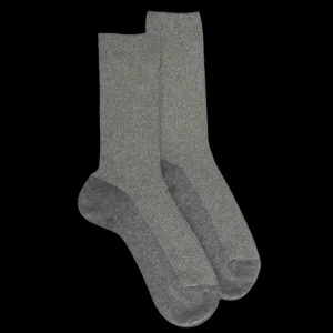 Femme Doré Doré Chaussettes^Chaussettes femme en laine et angora sans bord élastique effet brillant - Gris & cameleon